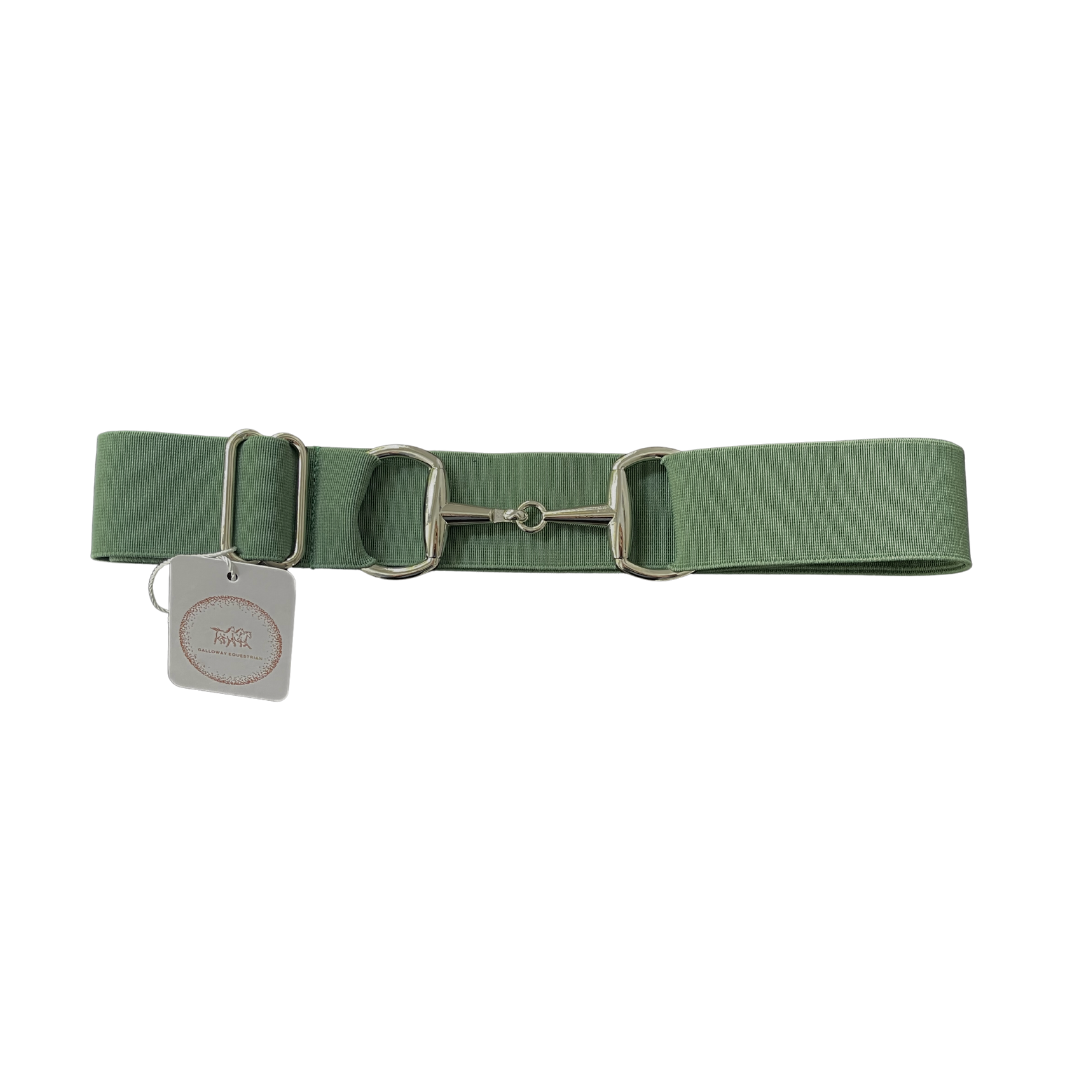 Hunter Green Belt - Silver Snaffle Bit