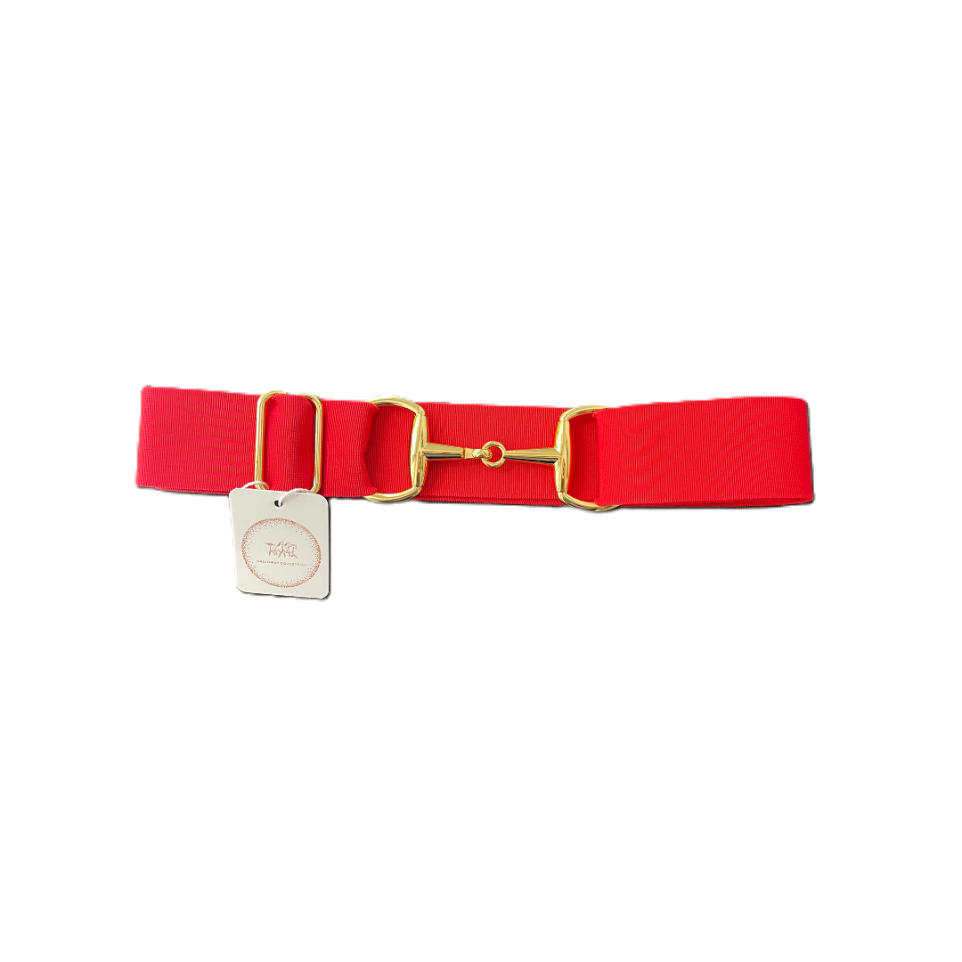 Scarlet Red Belt - Gold Snaffle Bit