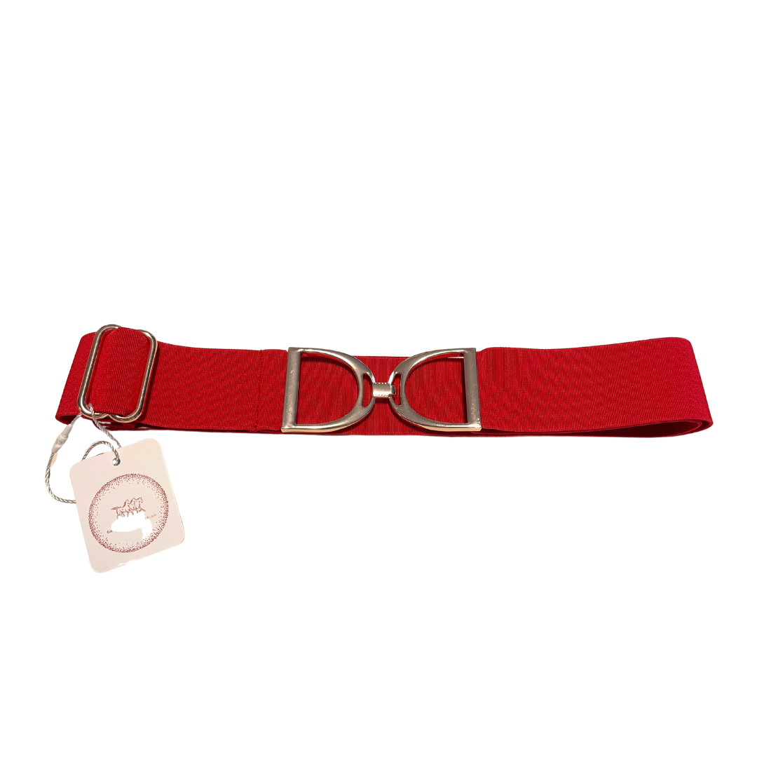 Scarlet Red Belt - Rose Gold Stirrups