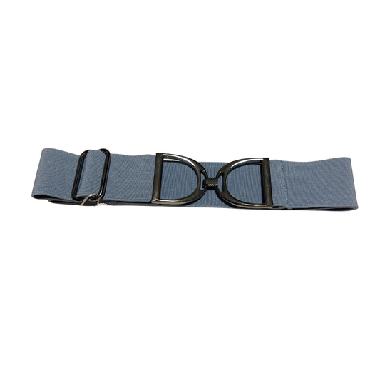 Stone Blue Belt - Smokey Black Stirrups
